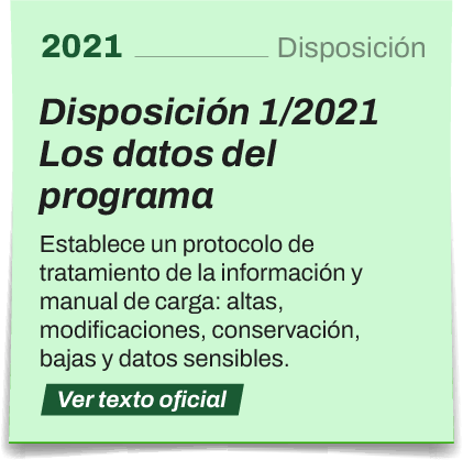 Disposición 1/2021 · Los datos del programa. Ver texto oficial