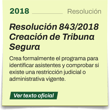 Resolución 843/2018 · Creación de Tribuna Segura. Ver texto oficial