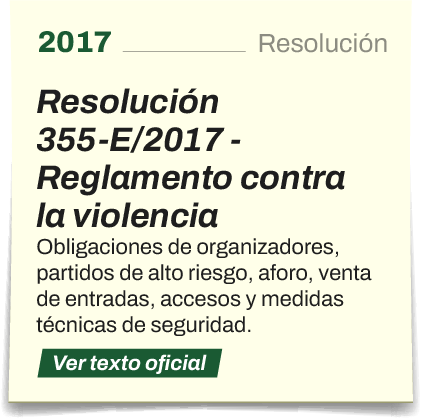Resolución 355-E/2017 · Reglamento contra la violencia. Ver texto oficial
